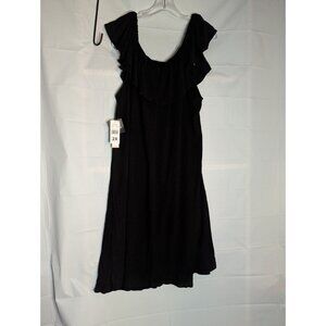 52Seven Women's Off The Shoulder Black Dress Gauze Ruffles Flirty Beachy Sz 2X
